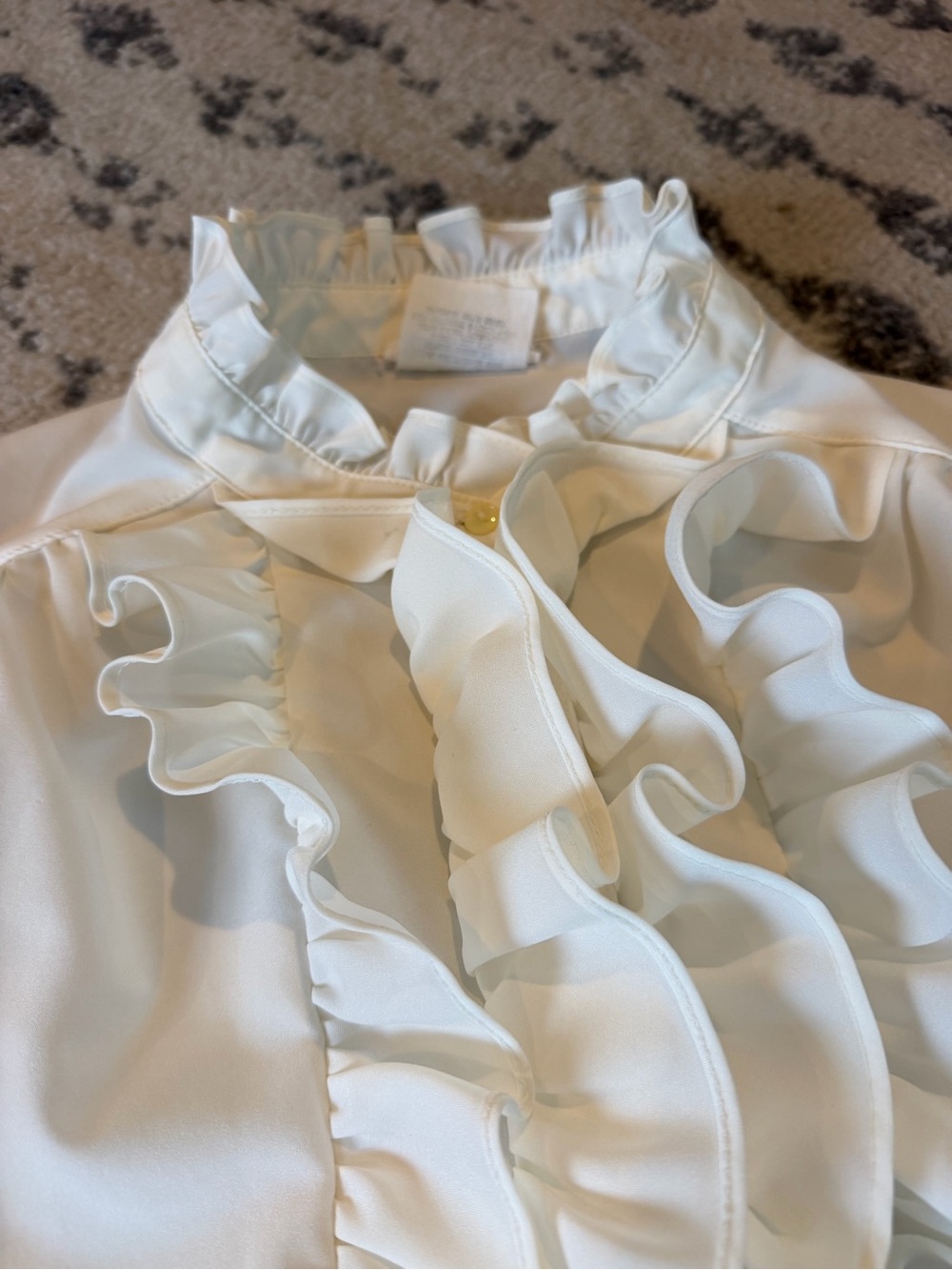 Women's Cream Ruffle-Front Button Blouse - Picture 6 of 10
